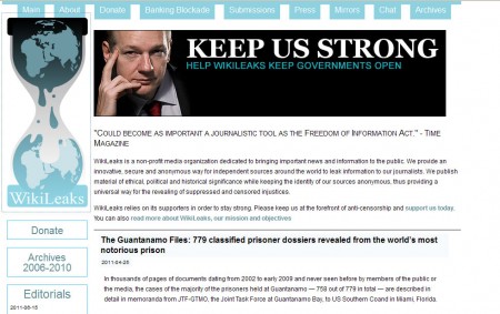 Homepage di WikiLeaks