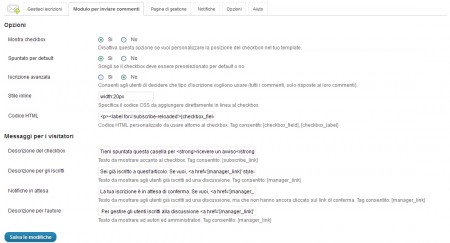 Subscribe to Comments Reloaded - scheda Modulo per inviare commenti