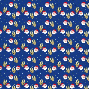 Sfondo blu con faccia di Babbo Natale e renna